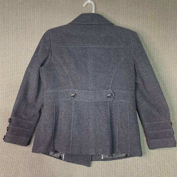 St. Johns Bay Womens Size Medium Gray Double Breasted  Peacoat Wool-Blend - Picture 2 of 8